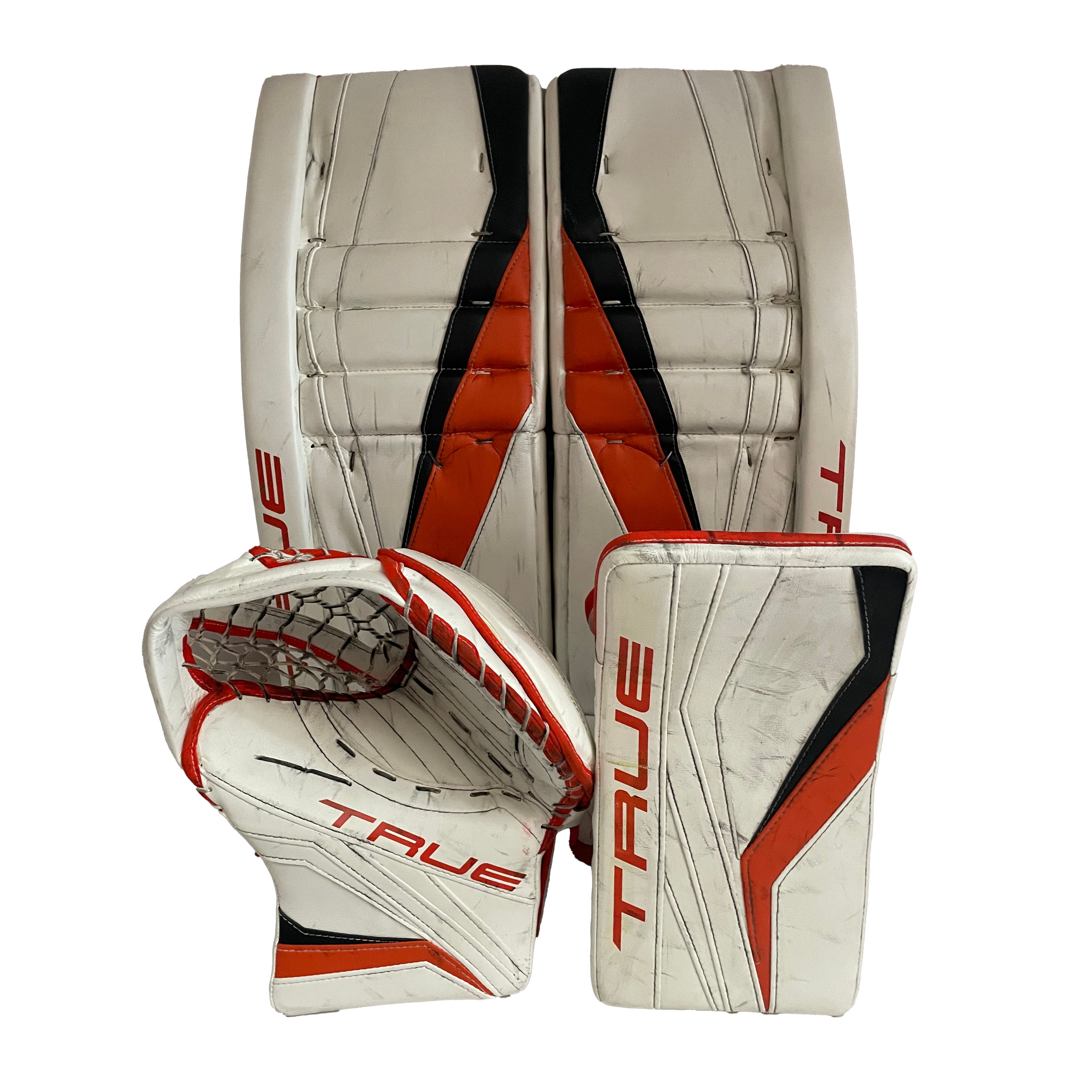 True L12.2 - Ensemble complet de protections de gardien de but Pro Stock d'occasion (blanc/noir/orange)